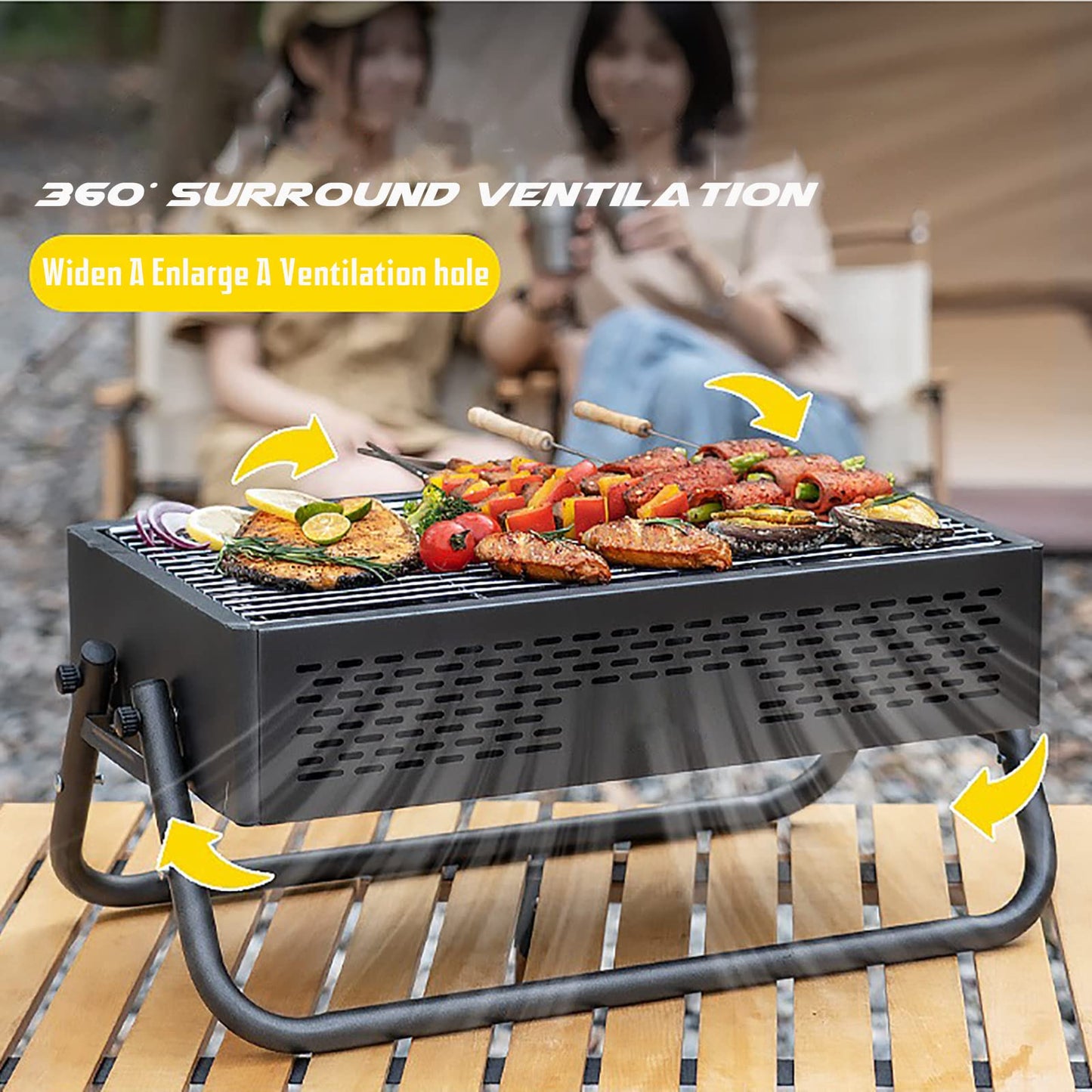 Portable Charcoal Grill with Foldable Legs & Stainless Steel Grate – Compact Outdoor BBQ for Camping, Picnics & Backyard Gatherings (Gray)  - Image 5