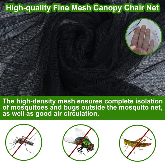 Outdoor Mosquito Net Chair Cover with Canopy – UV & Waterproof, Zippered Entry, Breathable Mesh Tent for Camping, Fishing, Beach Use (Black) - Image 3