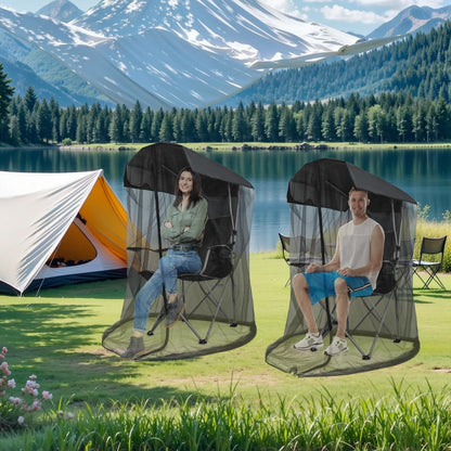 Outdoor Mosquito Net Chair Cover with Canopy – UV & Waterproof, Zippered Entry, Breathable Mesh Tent for Camping, Fishing, Beach Use (Black) - Image 6
