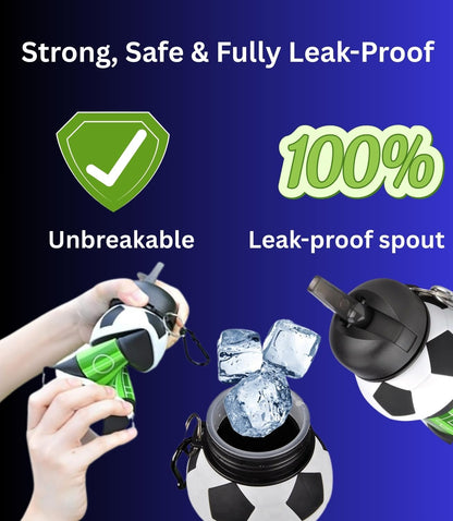 Foldable Soccer Water Bottle for Kids – 18oz Expandable Silicone Hydration Flask with Leak-Proof Spout & Carabiner Clip, BPA-Free, Ideal for School, Sports, Travel & Outdoor Adventures (Black, White, Green) - Image 4