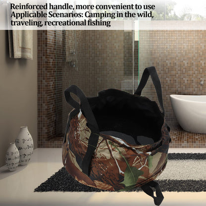 Collapsible Outdoor Bucket with Handles – Foldable Water Container for Camping, Fishing, Travel & Washing, Durable Waterproof Polyester Basin (Camouflage) - Image 7