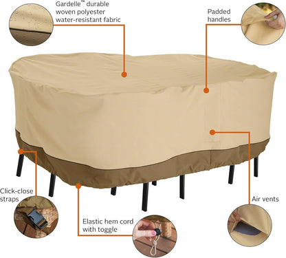 Patio Table & Chair Cover with Umbrella Hole: Water-Resistant Outdoor Furniture Cover for Rectangular/Oval Garden Sets (274x208x58 cm LxWxH) - Image 4