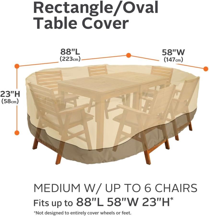 Patio Table & Chair Cover with Umbrella Hole: Water-Resistant Outdoor Furniture Cover for Rectangular/Oval Garden Sets(223x147x58 cm LxWxH) - Image 2