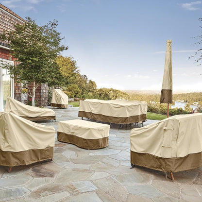 Patio Table & Chair Cover with Umbrella Hole: Water-Resistant Outdoor Furniture Cover for Rectangular/Oval Garden Sets(223x147x58 cm LxWxH) - Image 3