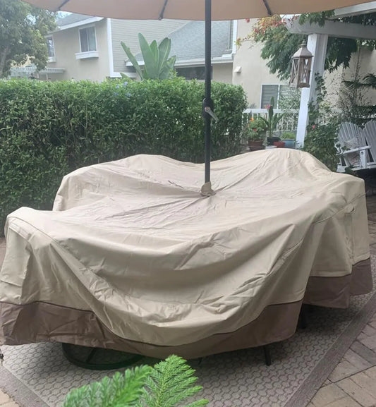 Patio Table & Chair Cover with Umbrella Hole: Water-Resistant Outdoor Furniture Cover for Rectangular/Oval Garden Sets(223x147x58 cm LxWxH) - Image 7