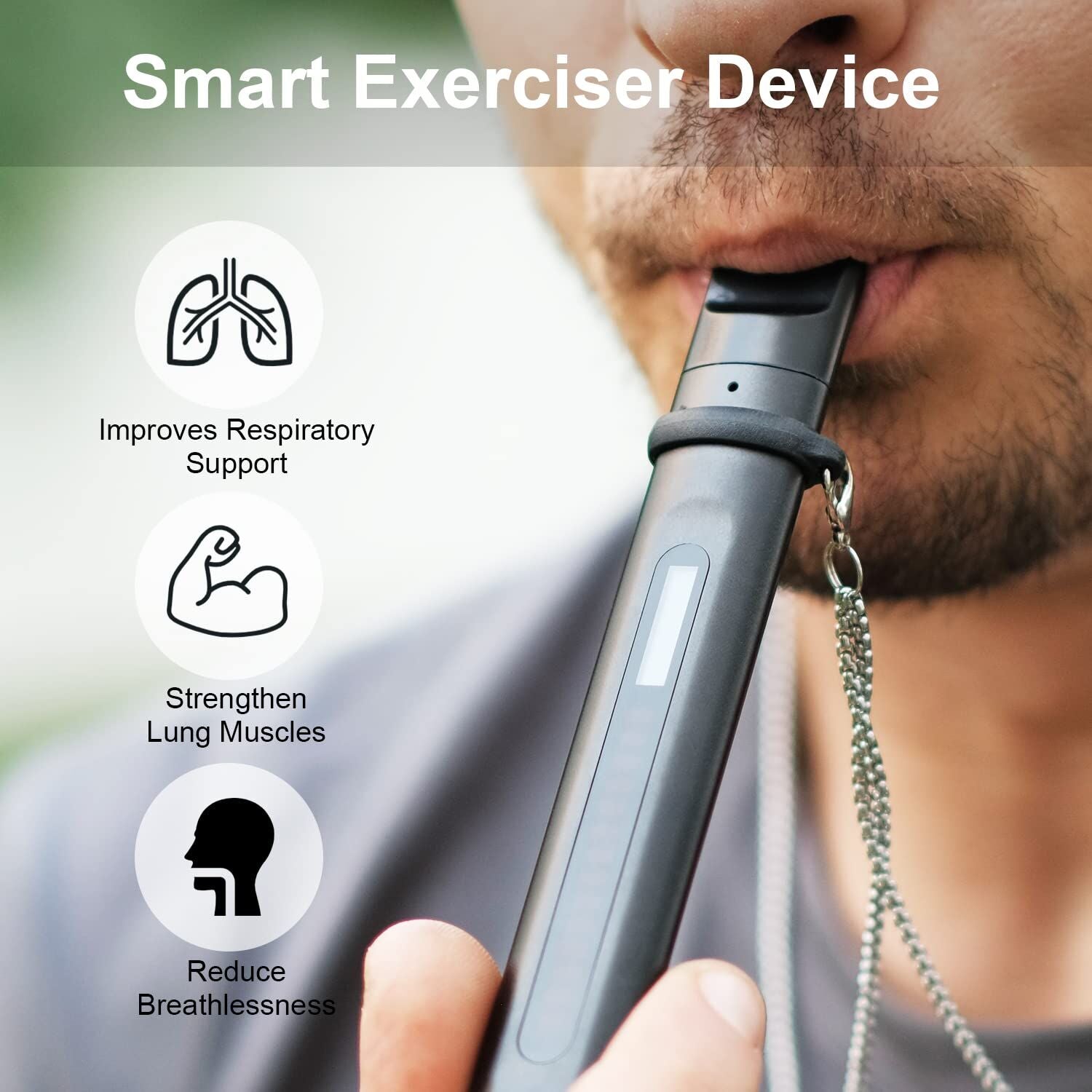 Portable Smart Breathing Trainer – Rechargeable Respiratory Exercise Device with LED Progress Bar | Boost Lung Capacity & Endurance for Athletes, Runners & Fitness Enthusiasts - Image 4