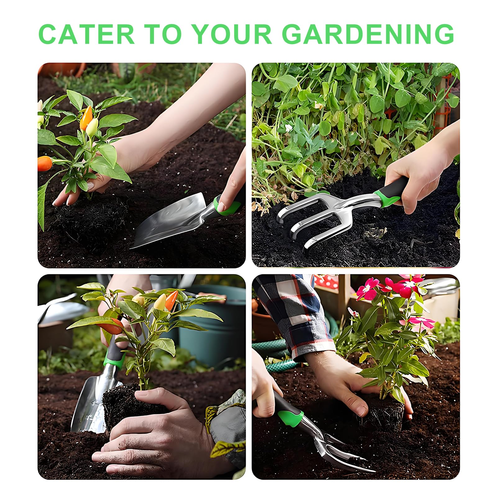 Complete 8-Piece Garden Tool Set with Carry Bag – Stainless Steel & Aluminum Tools for Digging, Pruning, Planting, and Weeding  - Image 2