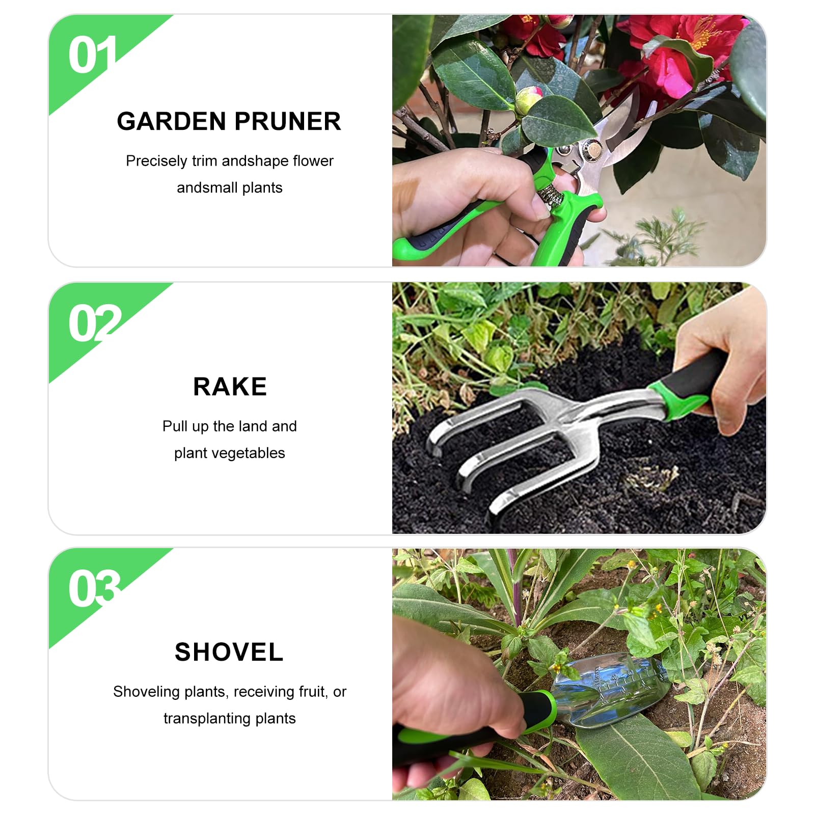 Complete 8-Piece Garden Tool Set with Carry Bag – Stainless Steel & Aluminum Tools for Digging, Pruning, Planting, and Weeding  - Image 4