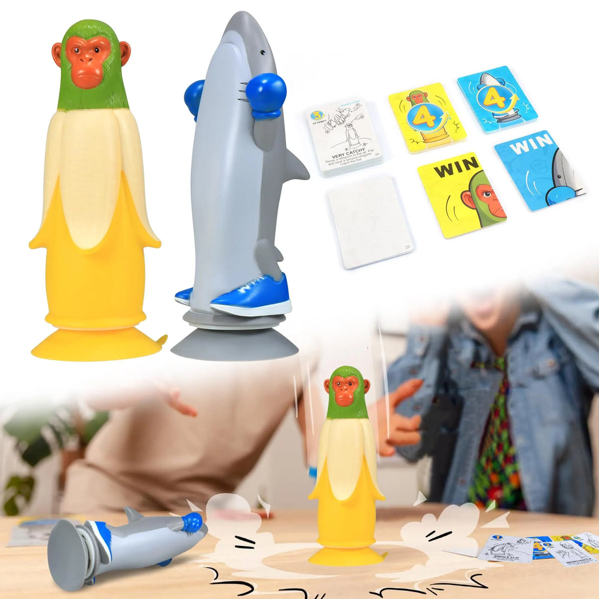 Banana Monkey vs Sharkman Flip Game – Fun Toss & Flip Challenge for Family, Party & Group Play | Other Action Games Available In-Store