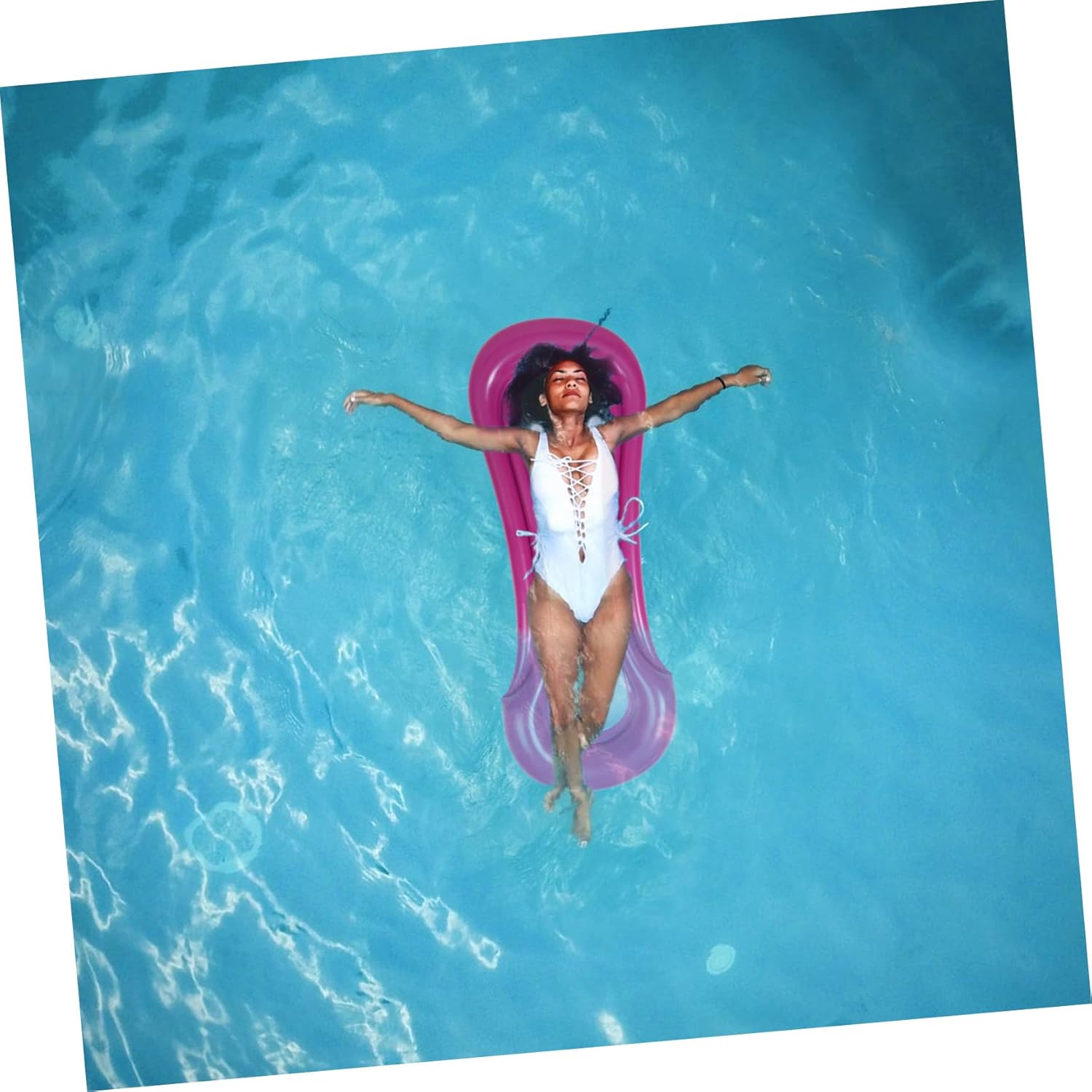 Inflatable Red Floating Bed: Portable Foldable Swimming Mat for Pool Lounging, Water Fun & Beach Relaxation - Image 5