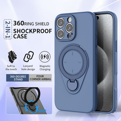 Magnetic Shockproof Case with 360-Degree Rotating Ring Stand for iPhone 16 Pro Max – Slim Protective Phone Cover with Airbag Corners and Wireless Charging Support for Home, Office, Travel and Daily Use (Black)  - Image 3