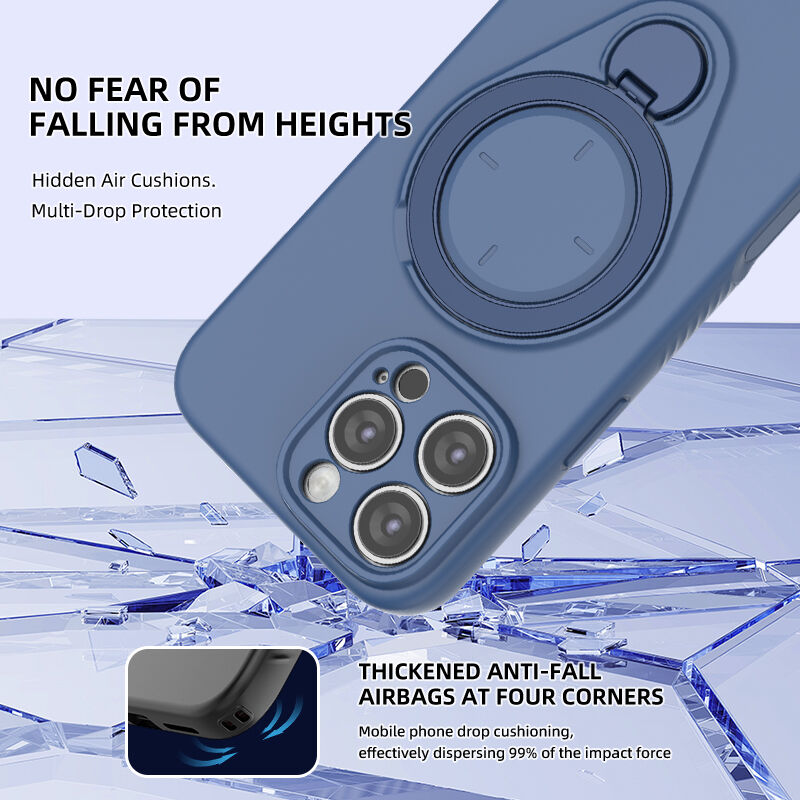 Magnetic Shockproof Case with 360-Degree Rotating Ring Stand for iPhone 16 Pro Max – Slim Protective Phone Cover with Airbag Corners and Wireless Charging Support for Home, Office, Travel and Daily Use (Blue)  - Image 6