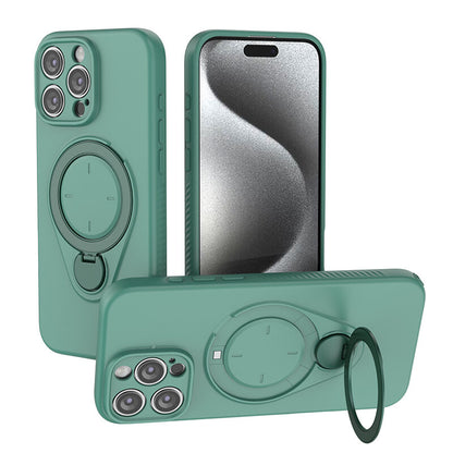 Magnetic Shockproof Case with 360-Degree Rotating Ring Stand for iPhone 16 Pro – Slim Protective Phone Cover with Airbag Corners and Wireless Charging Support for Home, Office, Travel and Daily Use (Green)