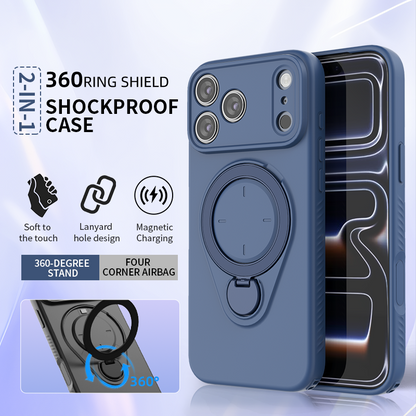 Magnetic Shockproof Case with 360-Degree Rotating Ring Stand for iPhone 17 Pro Max – Slim Protective Phone Cover with Airbag Corners and Wireless Charging Support for Home, Office, Travel and Daily Use (Orange)  - Image 3
