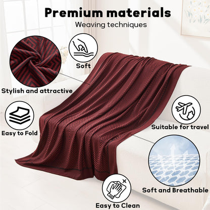 Premium Travel Blanket – Ultra-Soft Knit Wrap for Airplane, Car, Office Naps, and Gifts – Lightweight, Breathable, and Stylish with Storage Bag (Red) - Image 5