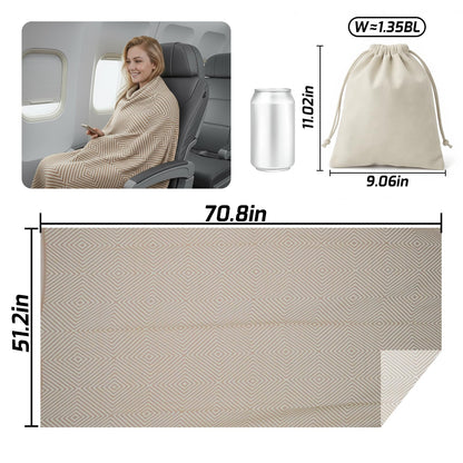 Premium Travel Blanket – Ultra-Soft Knit Wrap for Airplane, Car, Office Naps, and Gifts – Lightweight, Breathable, and Stylish with Storage Bag (Khaki) - Image 2