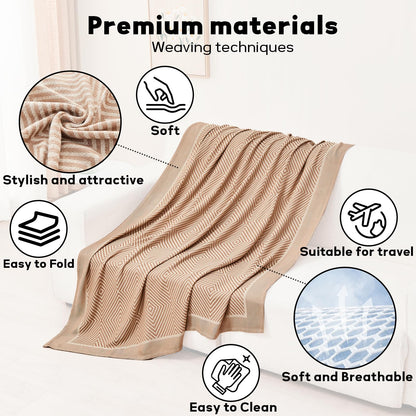 Premium Travel Blanket – Ultra-Soft Knit Wrap for Airplane, Car, Office Naps, and Gifts – Lightweight, Breathable, and Stylish with Storage Bag (Khaki) - Image 5