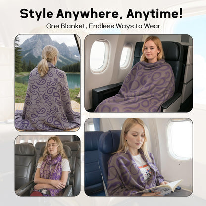 Premium Travel Blanket – Ultra-Soft Knit Wrap for Airplane, Car, Office Naps, and Gifts – Lightweight, Breathable, and Stylish with Storage Bag (Purple) - Image 3