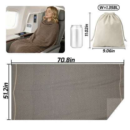 Premium Travel Blanket – Ultra-Soft Knit Wrap for Airplane, Car, Office Naps, and Gifts – Lightweight, Breathable, and Stylish with Storage Bag (Brown) - Image 2