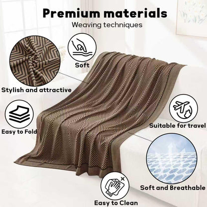 Premium Travel Blanket – Ultra-Soft Knit Wrap for Airplane, Car, Office Naps, and Gifts – Lightweight, Breathable, and Stylish with Storage Bag (Brown) - Image 5