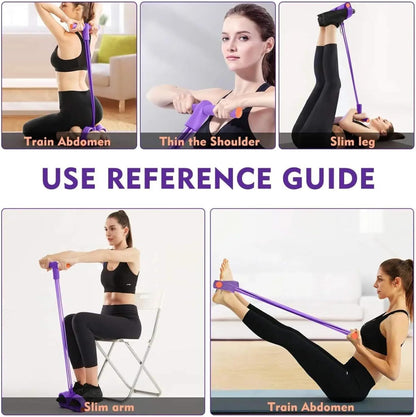 Multi-Function 6-Tube Resistance Band with Foot Pedal – 2M Stretchable Home Workout Equipment for Full Body Exercise – Adjustable Tension for Arms, Legs, Waist & Abs – Compact Design (Purple) - Image 3