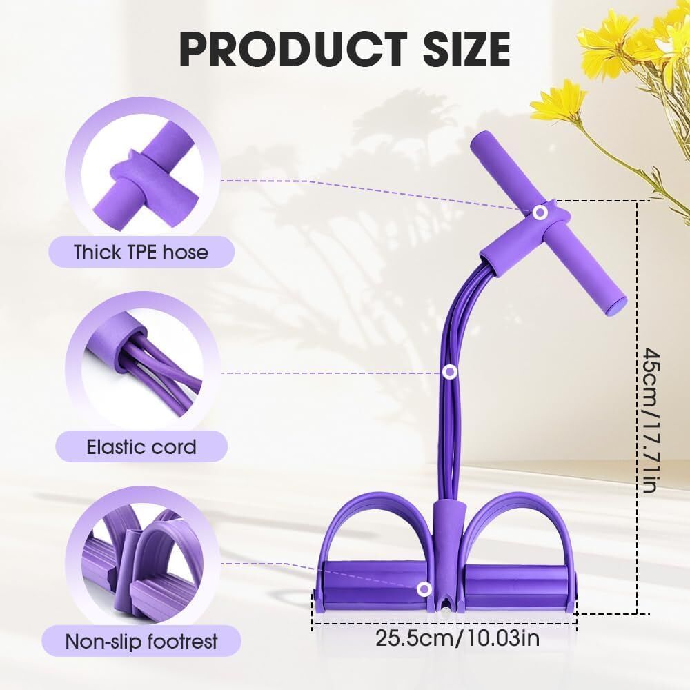 Multi-Function 6-Tube Resistance Band with Foot Pedal – 2M Stretchable Home Workout Equipment for Full Body Exercise – Adjustable Tension for Arms, Legs, Waist & Abs – Compact Design (Purple) - Image 5