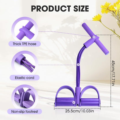 Multi-Function 6-Tube Resistance Band with Foot Pedal – 2M Stretchable Home Workout Equipment for Full Body Exercise – Adjustable Tension for Arms, Legs, Waist & Abs – Compact Design (Purple) - Image 5