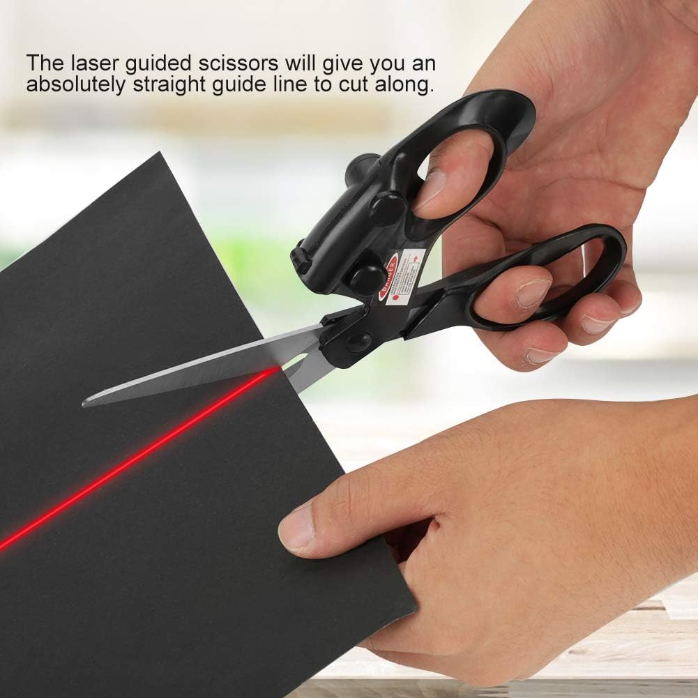 Professional Laser Guided Sewing Scissors for Home Craft Wrapping Gift Fabric Sewing Cut Straight Fast for Fabric Paper Crafts | Upgraded Ergonomic Handle (Black) - Image 2