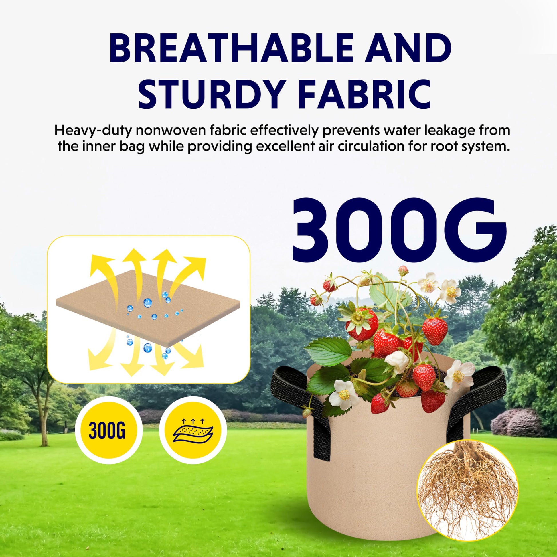 10-Pack 1-Gallon Fabric Grow Bags – Heavy-Duty Breathable Non-Woven Plant Pots with Handles for Vegetables, Herbs, Flowers (Camel) - Image 4