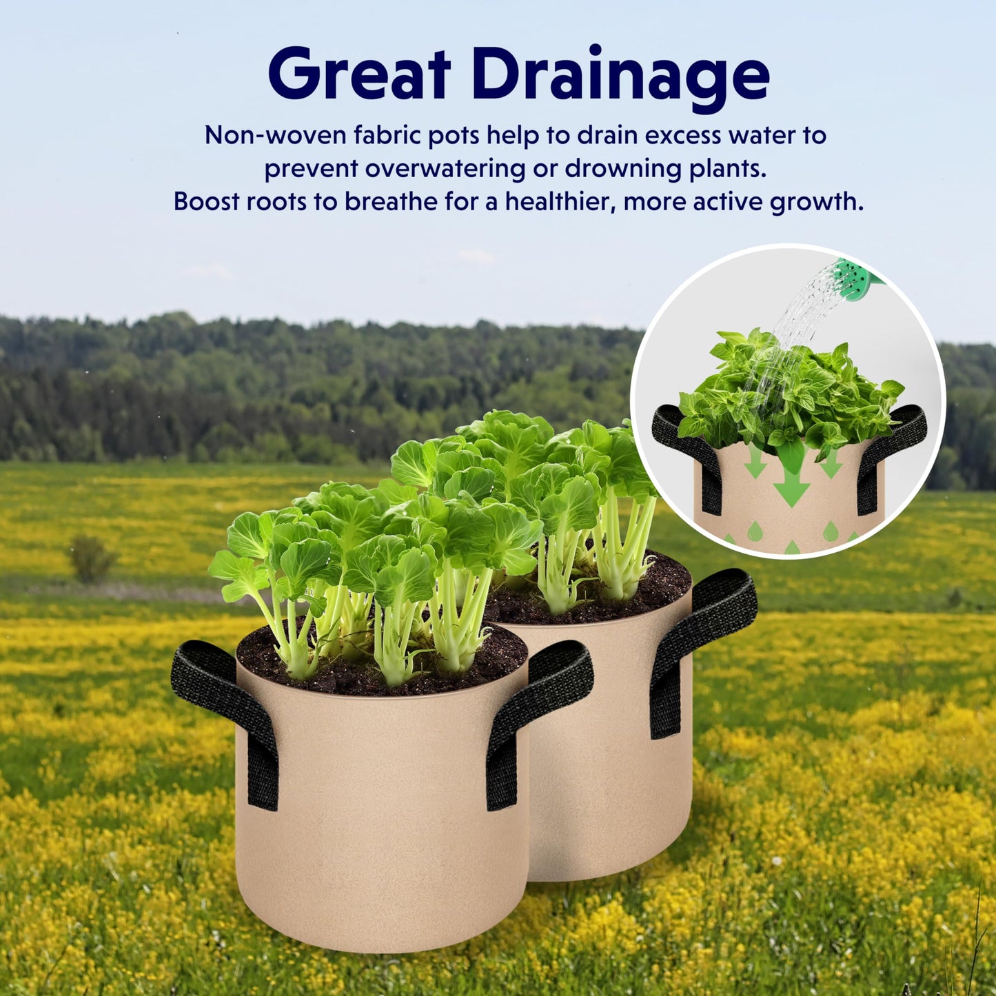 10-Pack 1-Gallon Fabric Grow Bags – Heavy-Duty Breathable Non-Woven Plant Pots with Handles for Vegetables, Herbs, Flowers (Camel) - Image 7