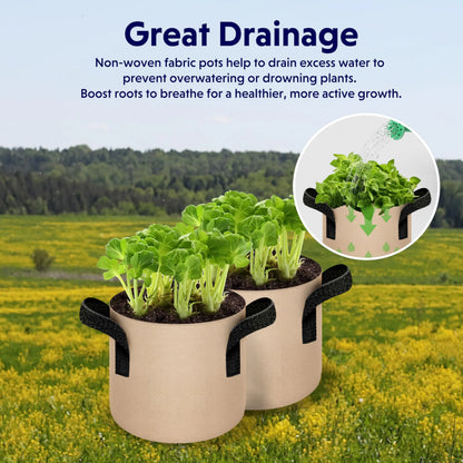 10-Pack 3-Gallon Fabric Grow Bags – Heavy-Duty Breathable Non-Woven Plant Pots with Handles for Vegetables, Herbs, Flowers (Camel) - Image 7