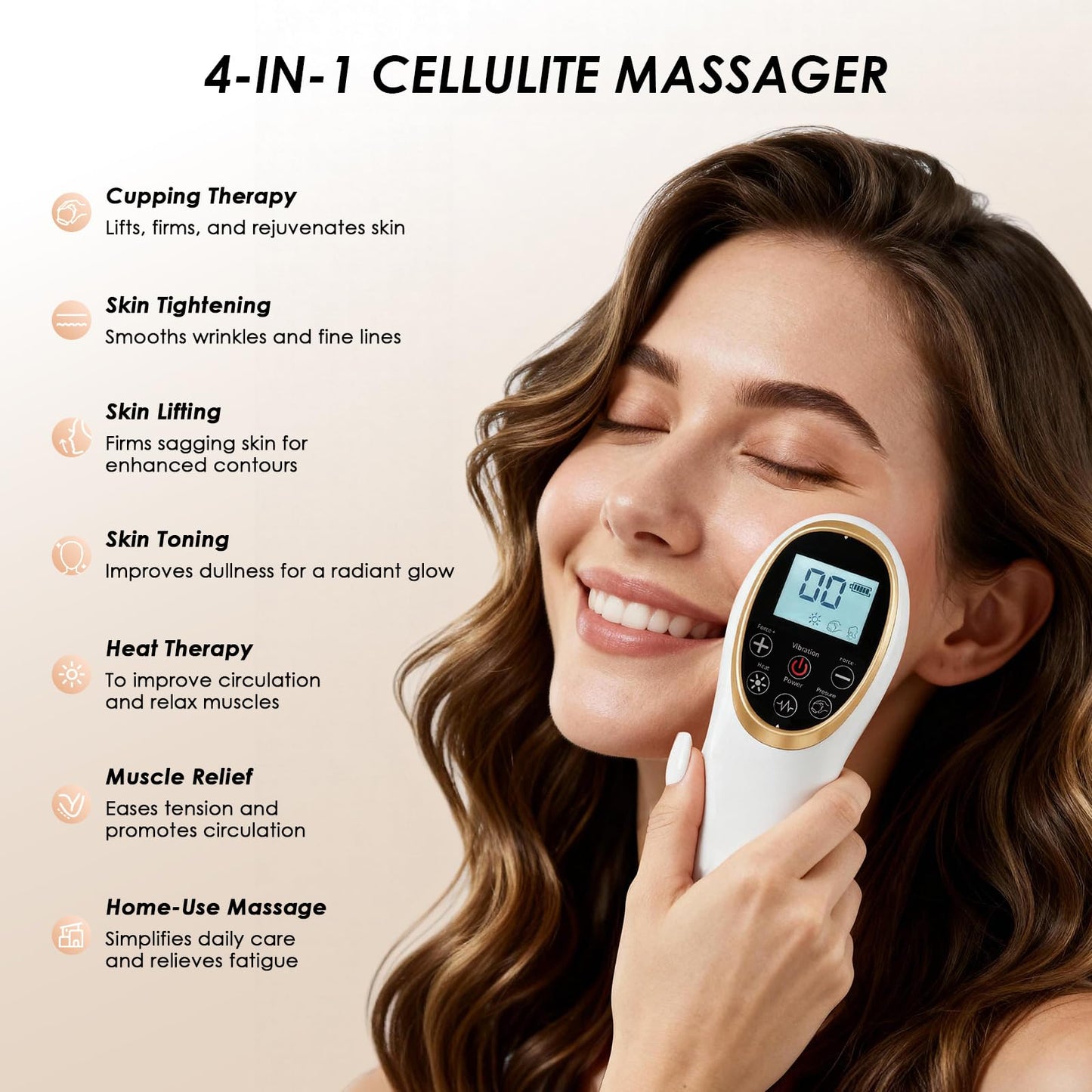 Modern Jingluo Beauty Massager – Electric Meridian Facial & Body Roller with Gentle Suction and Warmth, Multi-Speed Skincare Tool for Relaxing Rituals (White) - Image 2