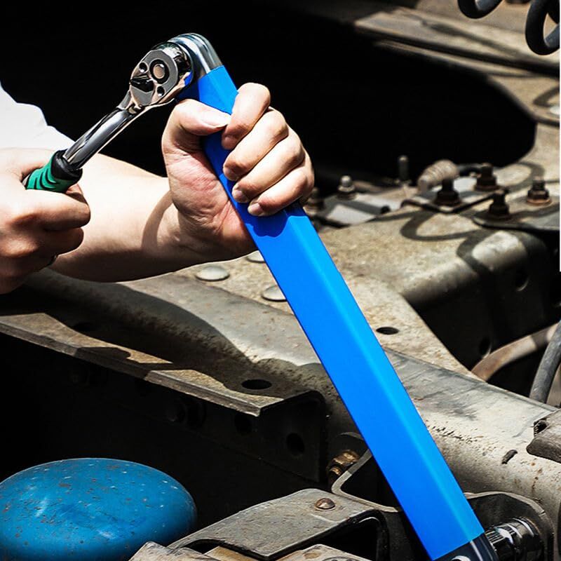 Blue Offset Extension Wrench Set – 15.35" Long, 1/4", 3/8", 1/2" Square Drive Adapters & 1/4" Socket | Ideal for Tight Spaces - Image 6