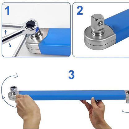 Blue Offset Extension Wrench Set – 15.35" Long, 1/4", 3/8", 1/2" Square Drive Adapters & 1/4" Socket | Ideal for Tight Spaces - Image 8