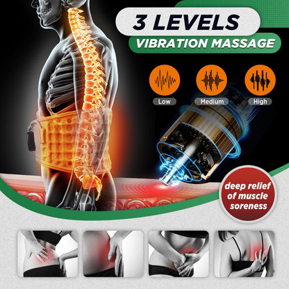 Inflatable Heating Massage Waist Belt with 3-Level Heat & Vibration – Cordless Back Support for Men and Women (Gray) - Image 3