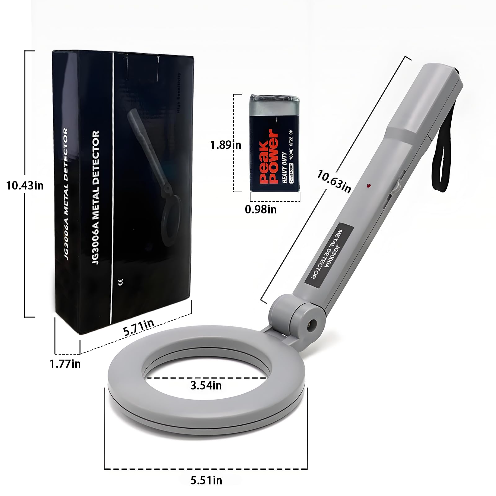 Portable Handheld Metal Detector with 180° Rotating Probe – Foldable Design, LED Indicator & Alarm, Ideal for Security Checks, Schools, Airports, and Outdoor Use (Gray) - Image 2