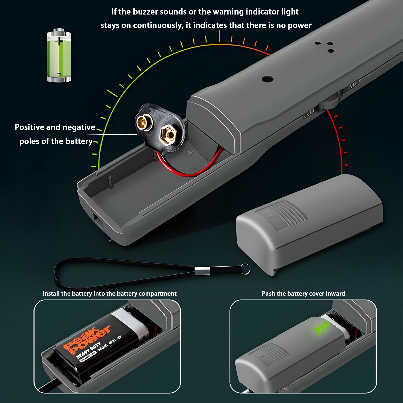 Portable Handheld Metal Detector with 180° Rotating Probe – Foldable Design, LED Indicator & Alarm, Ideal for Security Checks, Schools, Airports, and Outdoor Use (Gray) - Image 4