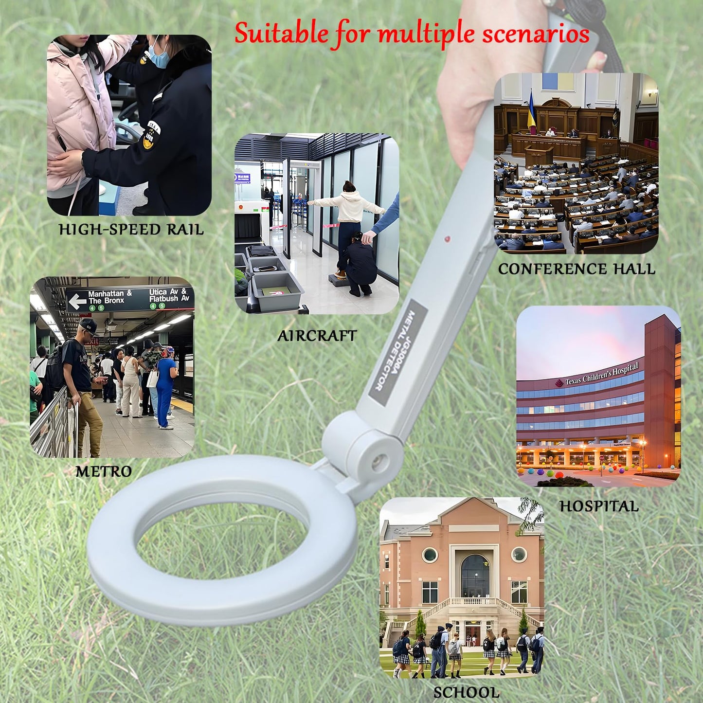 Portable Handheld Metal Detector with 180° Rotating Probe – Foldable Design, LED Indicator & Alarm, Ideal for Security Checks, Schools, Airports, and Outdoor Use (Gray) - Image 6