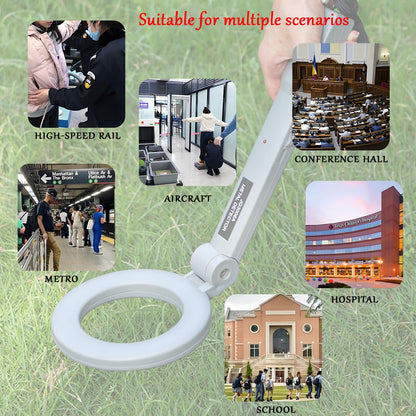 Portable Handheld Metal Detector with 180° Rotating Probe – Foldable Design, LED Indicator & Alarm, Ideal for Security Checks, Schools, Airports, and Outdoor Use (Gray) - Image 6