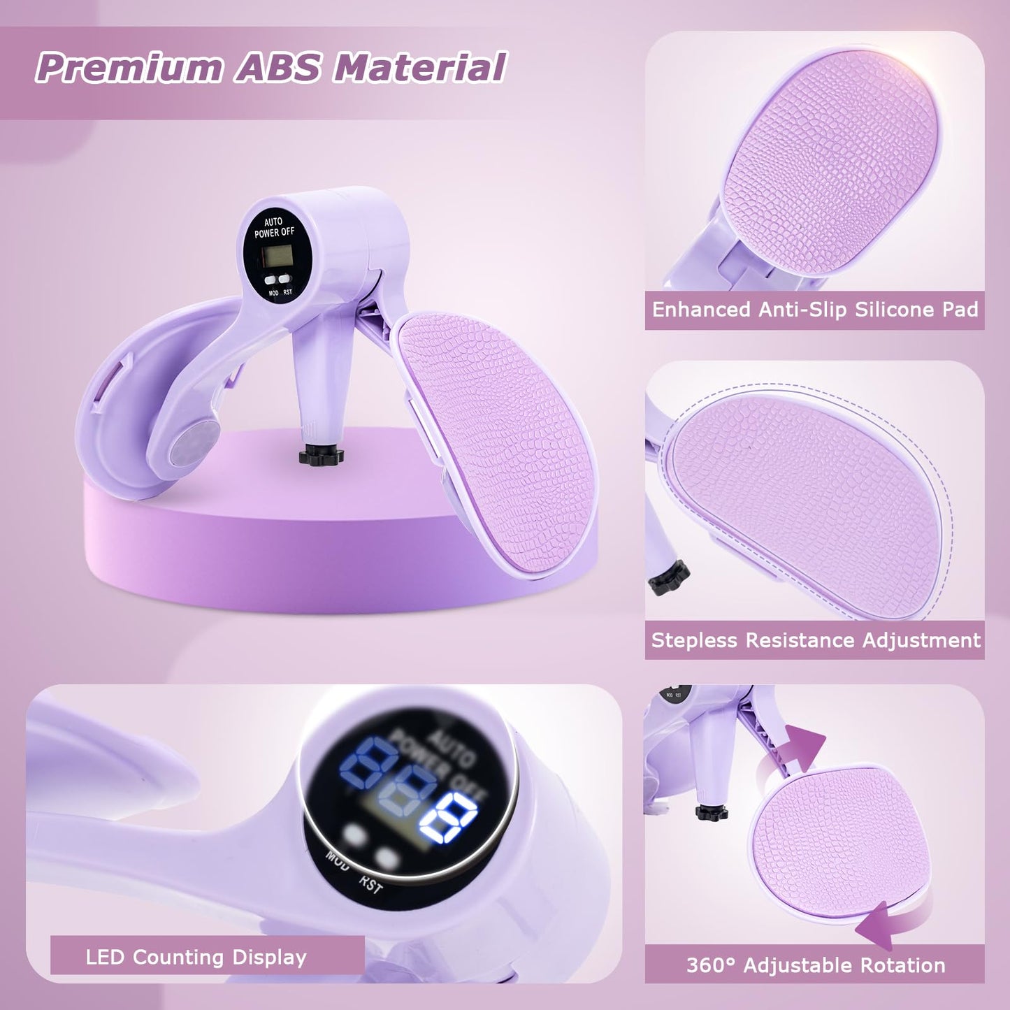 Smart Thigh Trainer with LED Display – 12-80lb Adjustable Resistance, 360° Rotation Kegel Exercise Equipment for Women (Purple) | Other Colors Available in Store - Image 5