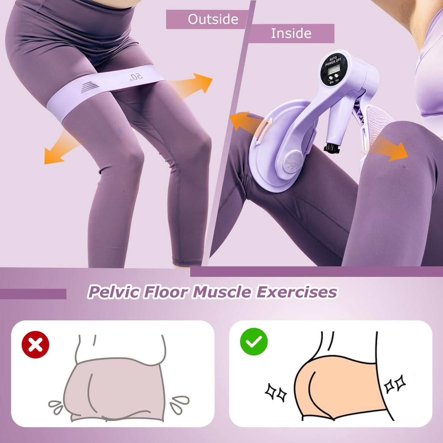 Smart Thigh Trainer with LED Display – 12-80lb Adjustable Resistance, 360° Rotation Kegel Exercise Equipment for Women (Purple) | Other Colors Available in Store - Image 6