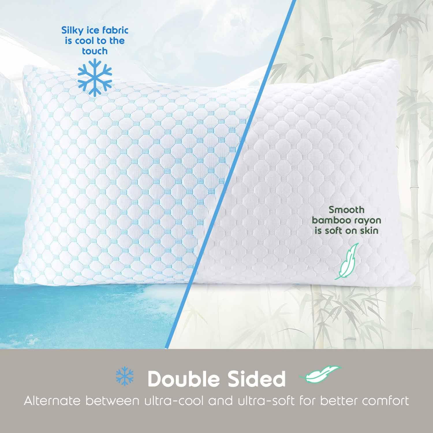 King Size Cooling Pillow with Shredded Memory Foam & Gel Infusion – Adjustable Loft, Breathable Dual-Sided Cover, 20" x 36" (Blue) | Other Sizes Available in Store - Image 4