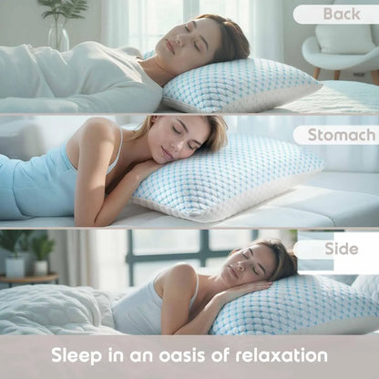 King Size Cooling Pillow with Shredded Memory Foam & Gel Infusion – Adjustable Loft, Breathable Dual-Sided Cover, 20" x 36" (Blue) | Other Sizes Available in Store - Image 5