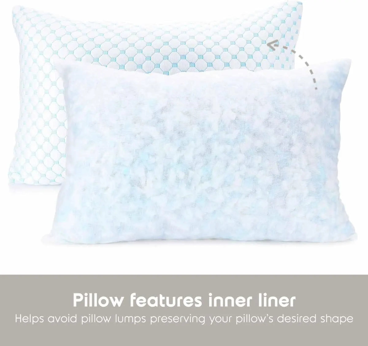 Queen Size Cooling Pillow with Shredded Memory Foam & Gel Infusion – Adjustable Loft, Breathable Dual-Sided Cover, 20" x 30" (Blue) | Other Sizes Available in Store - Image 7