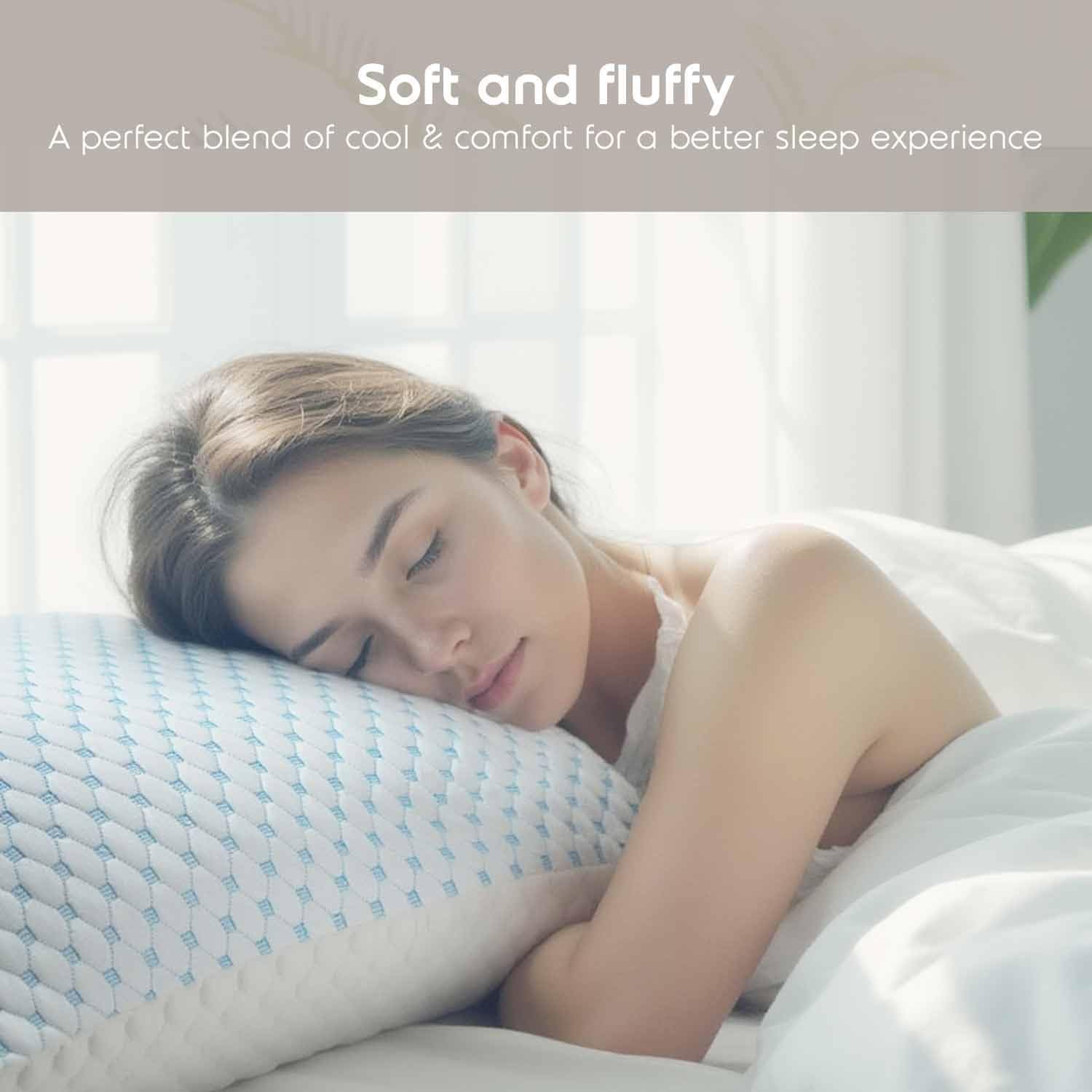 Queen Size Cooling Pillow with Shredded Memory Foam & Gel Infusion – Adjustable Loft, Breathable Dual-Sided Cover, 20" x 30" (Blue) | Other Sizes Available in Store - Image 8