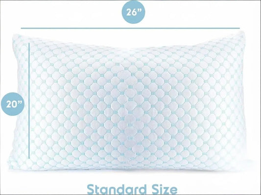 Standard Size Cooling Pillow with Shredded Memory Foam & Gel Infusion – Adjustable Loft, Breathable Dual-Sided Cover, 20" x 26" (Blue) | Other Sizes Available in Store - Image 2