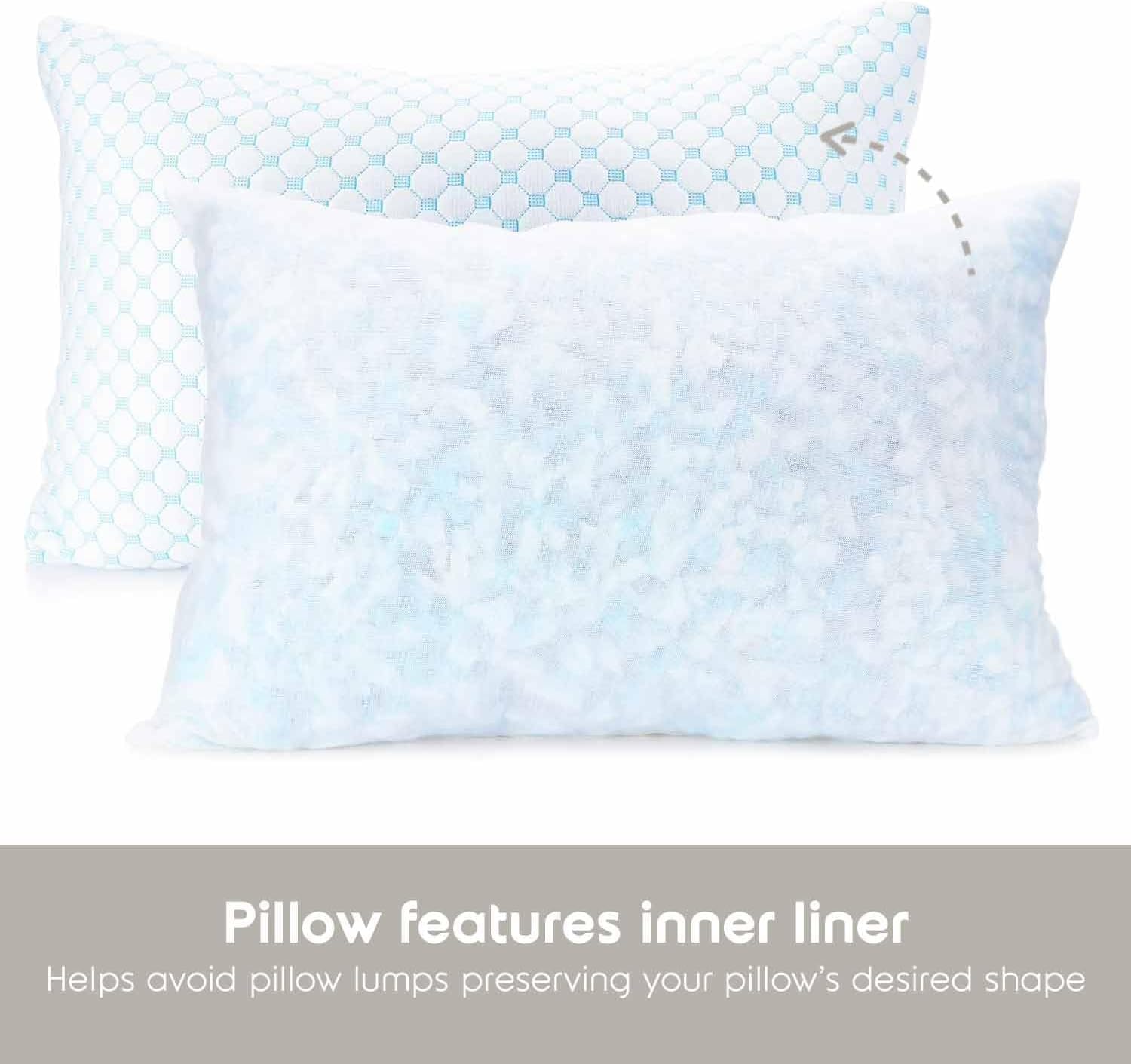 Standard Size Cooling Pillow with Shredded Memory Foam & Gel Infusion – Adjustable Loft, Breathable Dual-Sided Cover, 20" x 26" (Blue) | Other Sizes Available in Store - Image 7