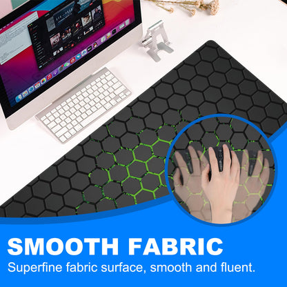 Extra Large Gaming Mouse Pad with Hexagonal Design – Anti-Slip Desk Mat for Keyboard, Mouse & Office Use, Durable Stitched Edge, Smooth Fabric Surface (Black) - Image 5