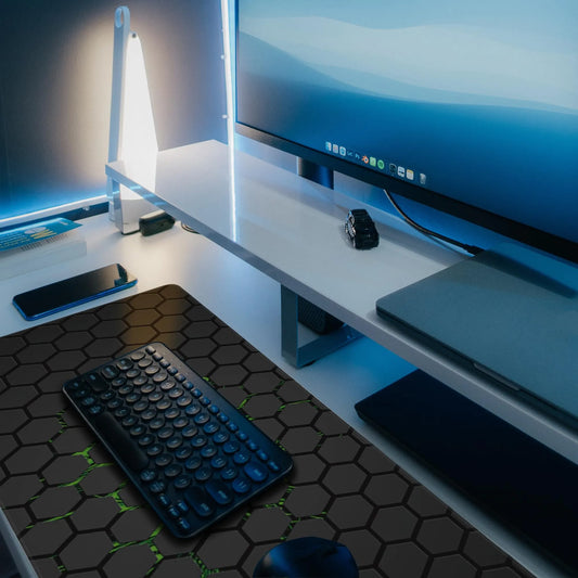 Extra Large Gaming Mouse Pad with Hexagonal Design – Anti-Slip Desk Mat for Keyboard, Mouse & Office Use, Durable Stitched Edge, Smooth Fabric Surface (Black) - Image 6
