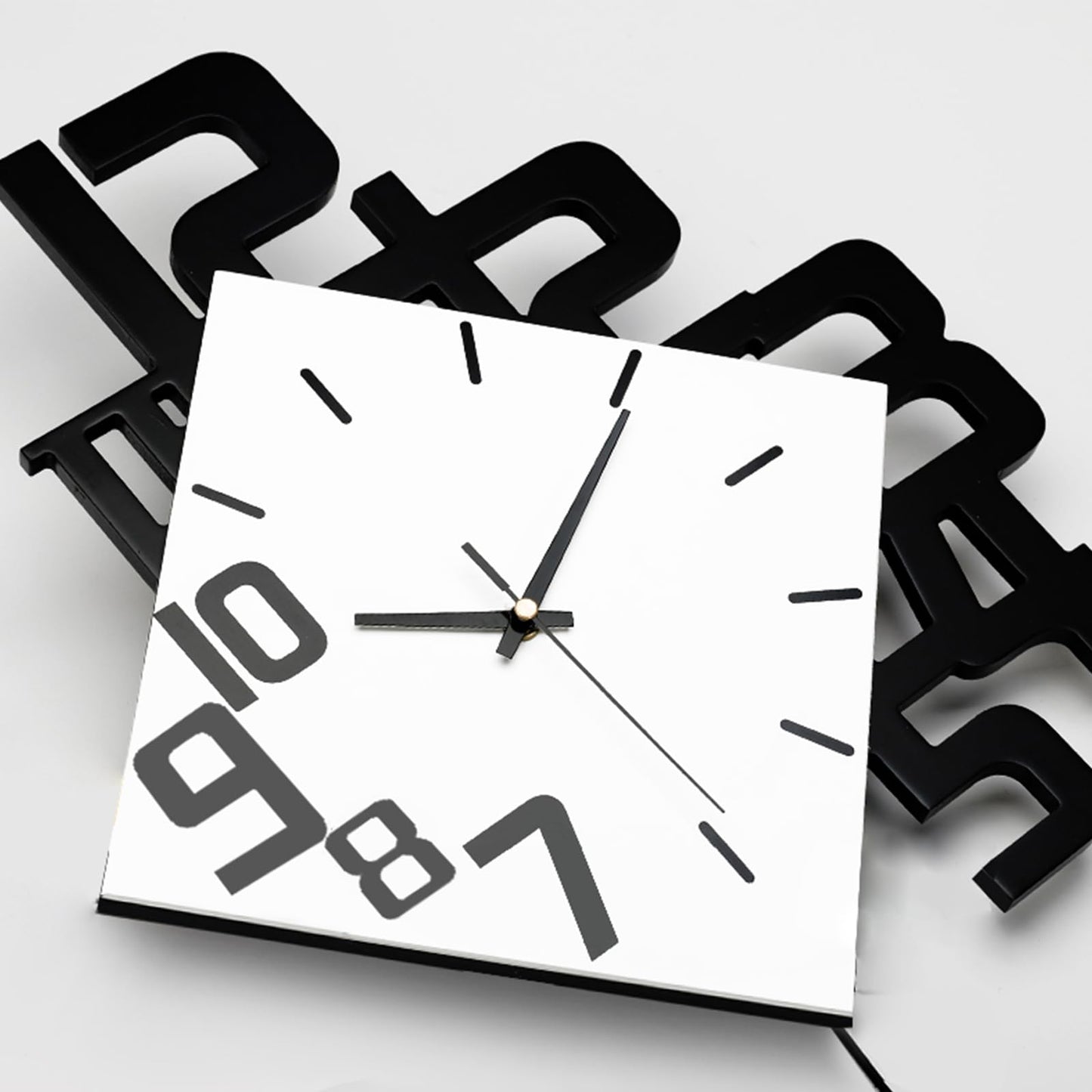 Modern Diamond Wall Clock – Creative 3D Design Silent Quartz Wall Clock for Living Room, Bedroom, Office, Home Decor, Battery Operated (Black-White) - Image 6